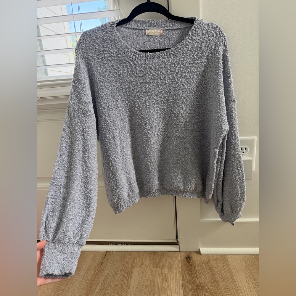 Altar'd State Soft Bubble Knit Crewneck Sweater - Light Gray